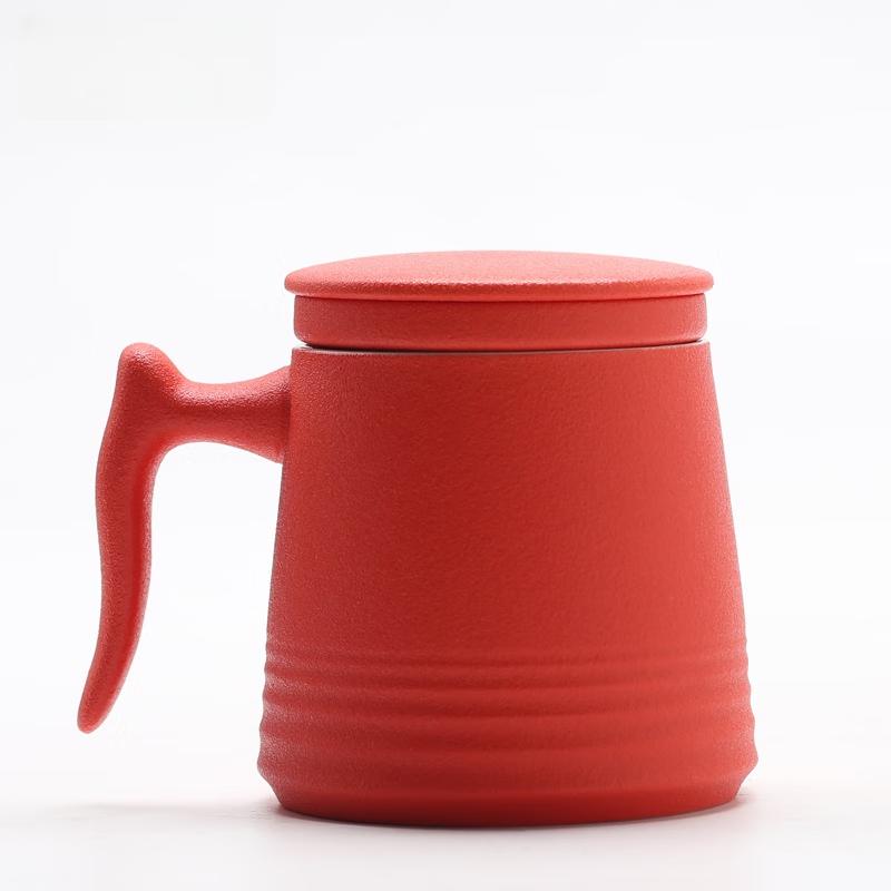 Ceramic Tea Infuser Mug with Wooden Handle
