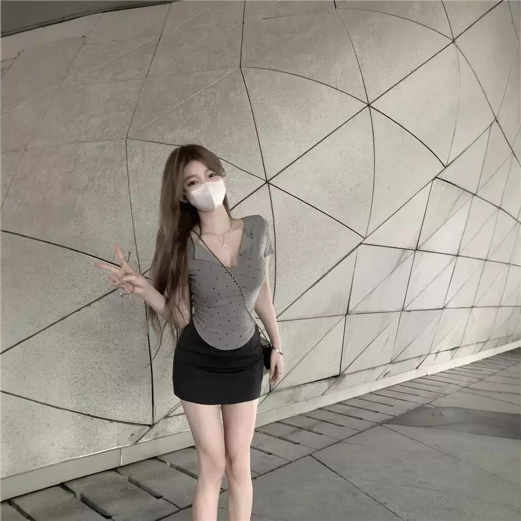 Celebrity Xiaoxiangfeng Skinny Short Versatile T-Shirt Women's Summer Premium Sense Show Chest Big Waist Spice Girl Top Trend
