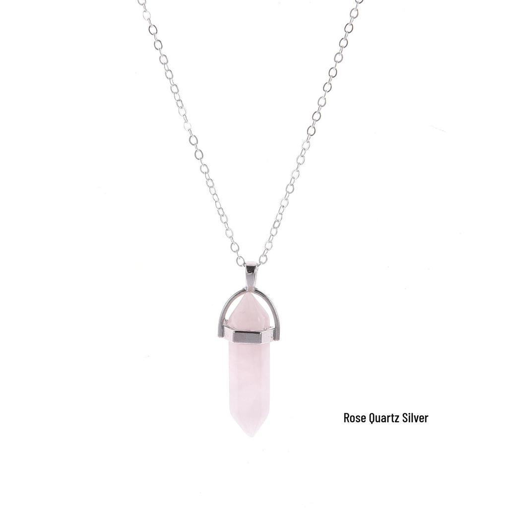 Wielokolorowy Agat Kryształowy Sześciokątny Wisiorek Naszyjnik