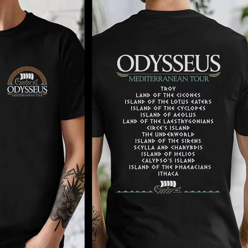 2026 Summer New Odyssey Mediterranean Tour High-Quality Fashion Comfortable Men Women  Printed Round-neck Gothic Cotton Oversized T-shirts