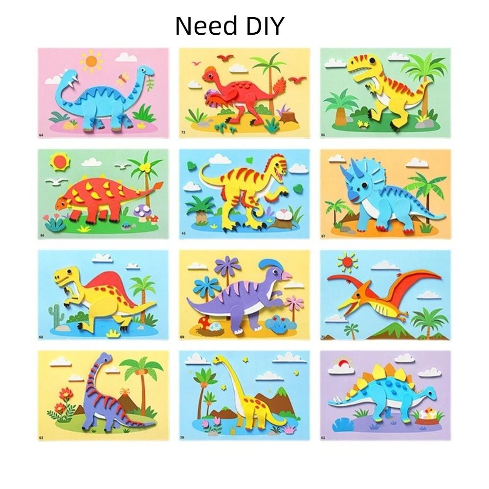 

3D DIY Art Craft Kits Cartoon Parent-Child Interaction Toys Creative EVA Foam Sticker Boys Girls 12PCS/SET