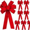 Mehrzweck Goldrand Weihnachtsbaumspitze Schleife Große Größe Beflockter Kranz Schleife DIY Rote Haustür Schleife Neujahr