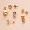 Trendy Zircon Stud Earrings: Minimalist Stainless Steel with Plating, Various Sizes