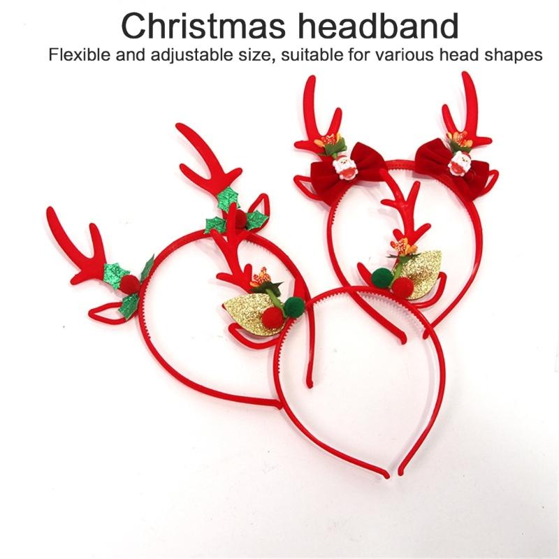 Christmas Reindeer Headband for All Age Party Accessories Deer Horn Hairhoop Festival Hairband Seasonal Costume Headwear