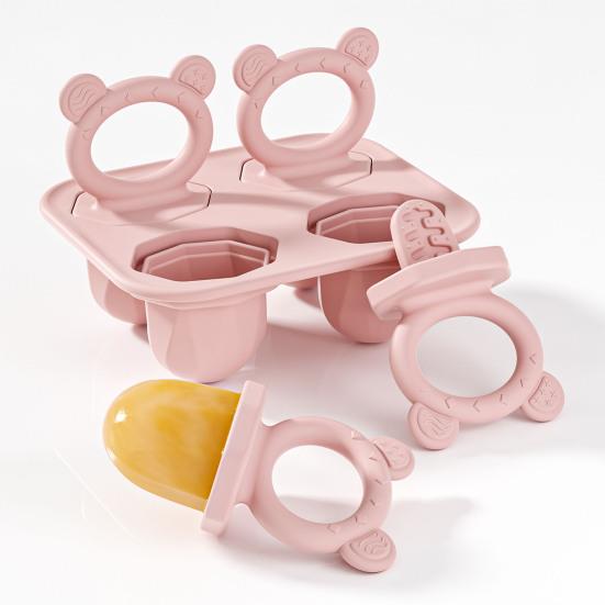 Silikon Baby Tenningsispinneform BPA-fri Fryserbrett for Frukt Yoghurt Tåler Oppvaskmaskin Morsom Tyggeleke