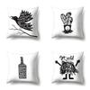 Nordic Style Ins Illustration Graffiti Polyester Pillowcase Car Decoration Home Printed Waist Rest Pillowcase