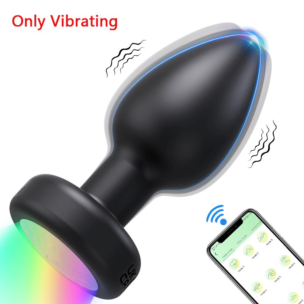 Uygulama Kontrollü LED Dönen Titreşimli Popo Fişi Kadınlar İçin Wiggle Anal Vibratör Gey Erkekler Anal Fiş Etkileşimli Seks Oyuncağı Çiftler İçin