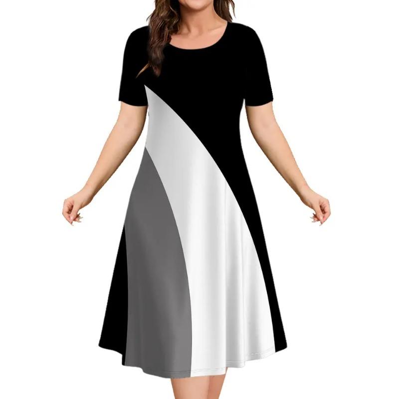 Oversized Summer Women's Short Sleeve Dress Plus Size Women's Loose Short Dress Casual Printed Fashion Party Dresses