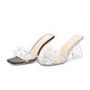 Source New rivets with crystal heel and sexy cool slippers medium thick heel transparent sandals large size