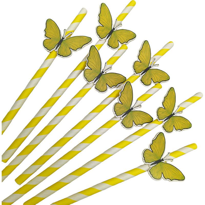 Butterfly Card Disposable Ecofriendly Paper Drinking Straw For Party Decor And Cocktails