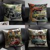 Watercolor Vintage Car Pillow Case Pattern Printed Pillowcase For Living Room Sofa Cushion Cover  Bedroom Decor
