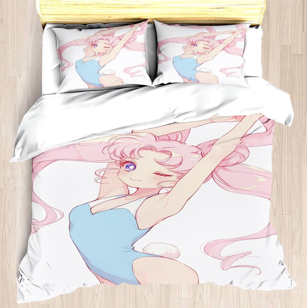 Girls Modern Printed Duvet Cover Set American Girl Lori Pink Bed Tsukino Bunny Upholstery Sets 3 Pieces