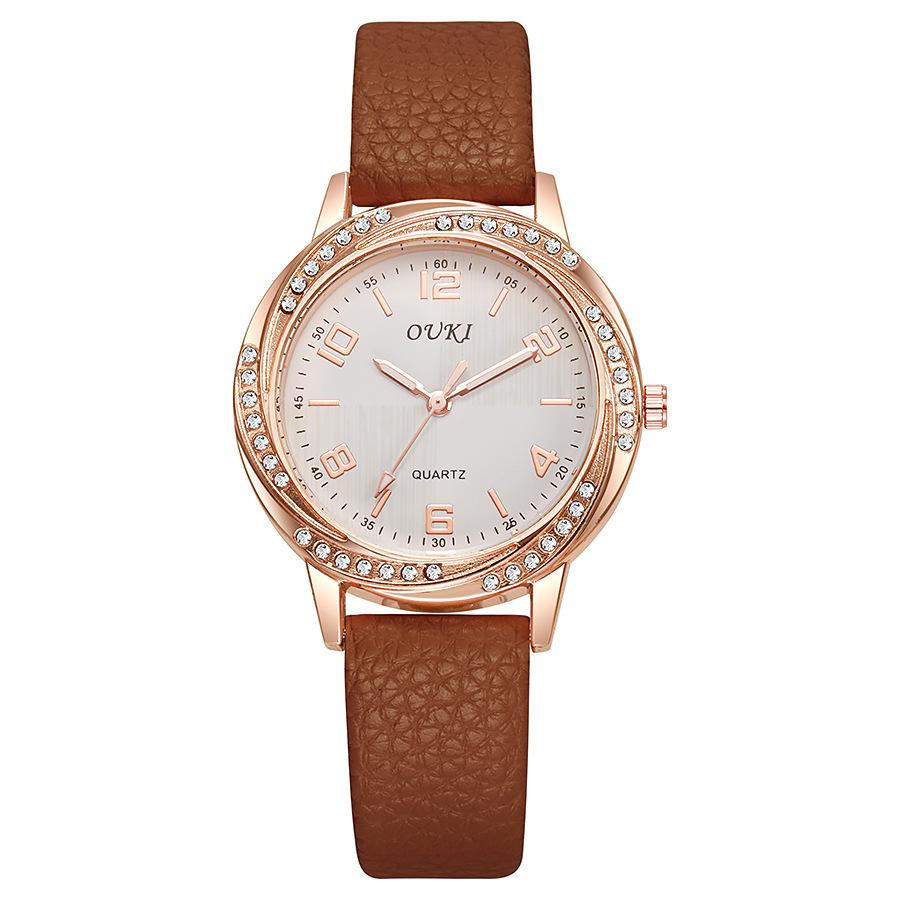 Modische Damen-Quarzuhr Studenten-Freizeit-Dekorationsuhr Strassstein-Gehäuse Damen-Uhr Damen-Uhr