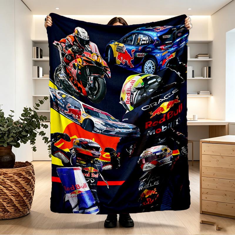Přikrývka s potiskem Red Bull Racing - Měkká a pohodlná, do ložnice, na cesty, na pohovku, jako domácí dekorace - Dárek k narozeninám, Vánocům pro kamaráda