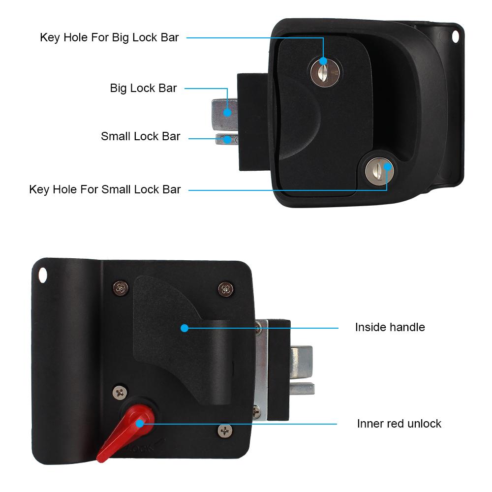 RV Camper Trailer Entry Door Lock Camper Accessories Door Latch Handle with Keys Double Open Door Lock RV Door Lock Replacement