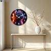 Wooden Silent Wall Clock Neon glowing cat Quartz Analog Clock for Bedroom Bathroom Halloween New Year Gift