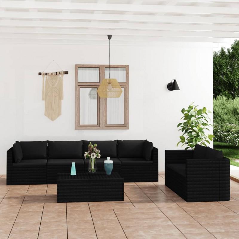 Day and Night - Day and Night Garden Furniture Set 7 Pieces and Black Synthetic Rattan Cushions