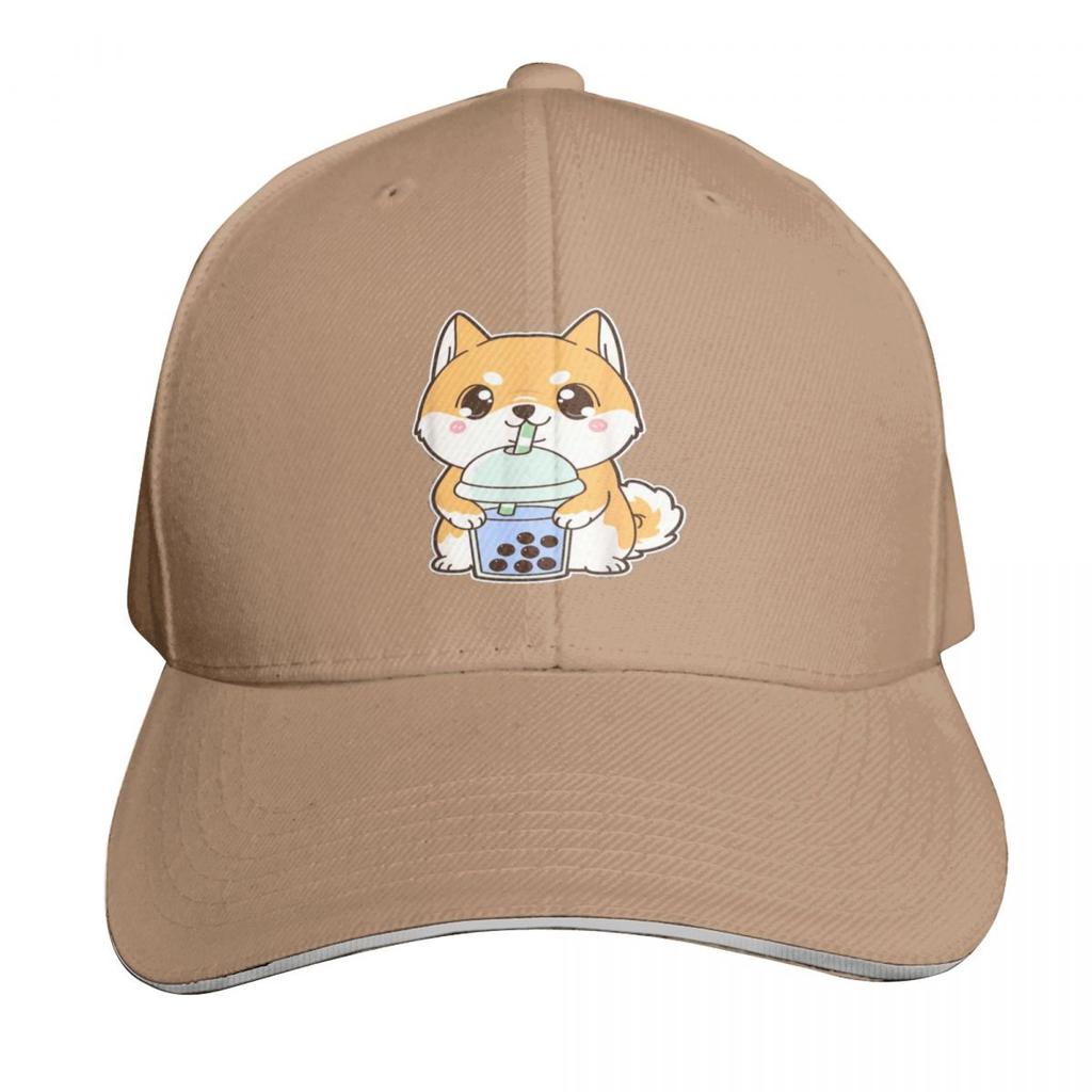 Shiba Inu Bubble Tea Shirt Women Boba Tea Dog Bubble Tea TShirt Baseball Cap Brand Unisex Cap Sun Hat Womens Beach Visor Unisexs