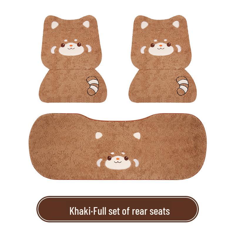 Cartoon Raccoon Winter Plush Car Seat Cushion