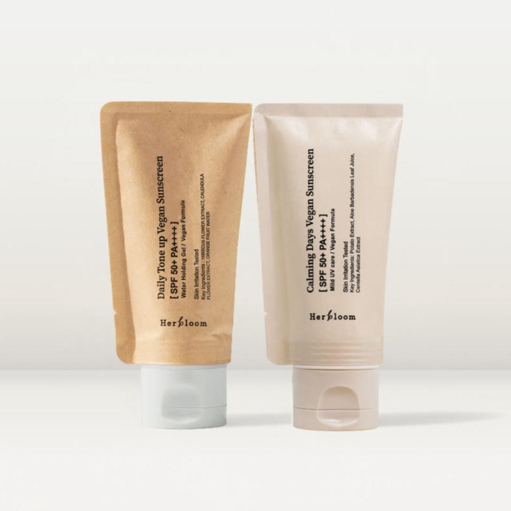 Herbloom Vegan Sunscreen Duo Set 50ml+50ml (Daily Tone-Up Glow & Calming Days)