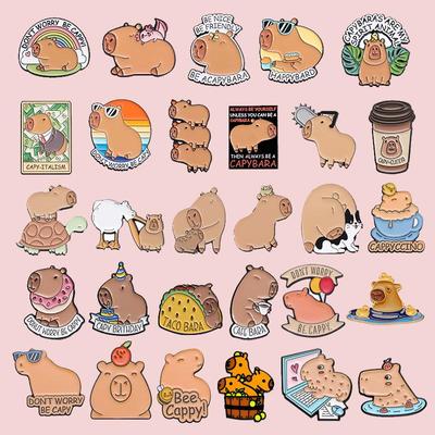 Cartoon Capybara Brooch Set: Cute Animal Series Badge from Europe & America