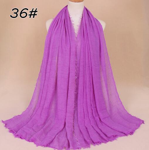 New Ethnic Oversize Muslim Crinkle Hijab Head Scarf Women Solid Bubble Cotton Shawls And Wraps Soft Big Linen Foulard Femme