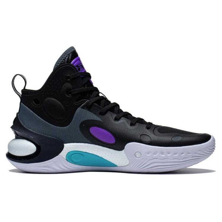 New LiNing YuShuai 17 Cushioning Wear Resistant Mid Top Basketball Shoes Men's Black Purple ABAT043-9