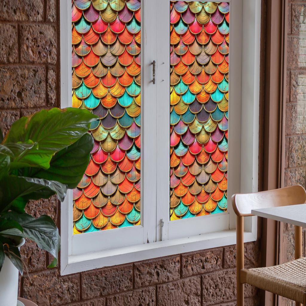 Dg7523 Creative Personality Fish Scale Static Window Sticker Bedroom Living Room Home Background Decorative Wall Sticker