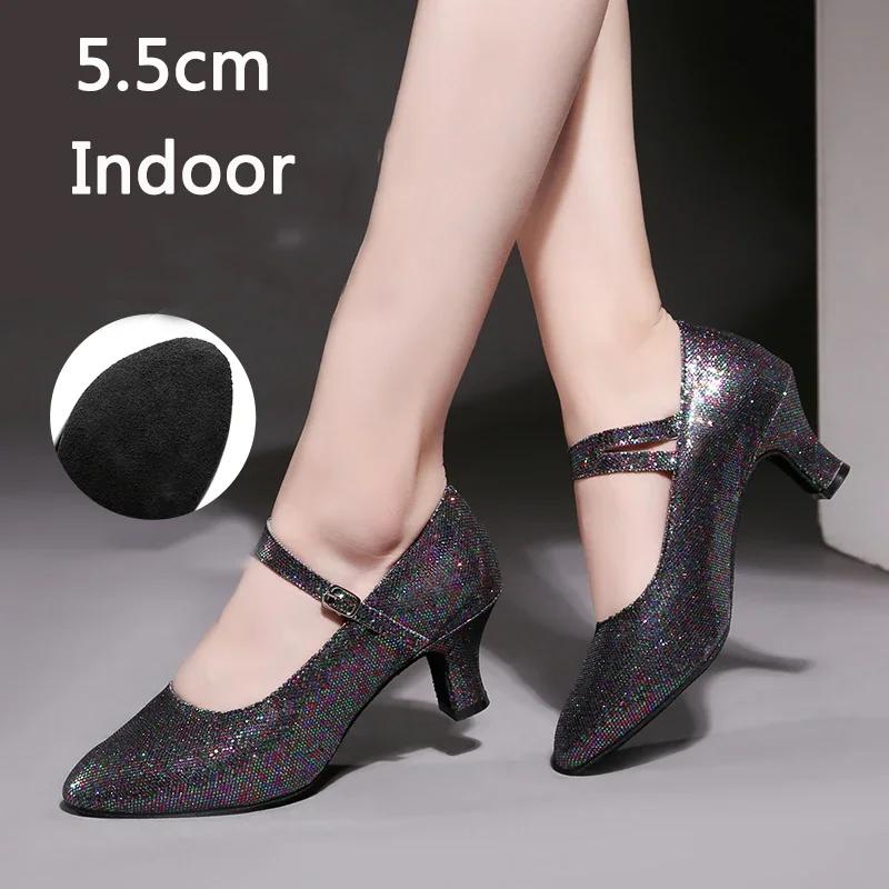Tênis de Salão Sapatos de Dança Latina para Interior/Exterior Feminino Sola Macia Sapatos de Dança Dedos Fechados para Dança Moderna Jazz Tango