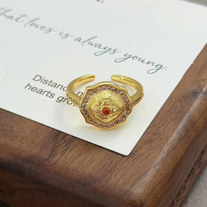 Flowers Like Brocade Medieval Vintage Court Style Light Luxury Temperament Zir*****Pen Ring Niche Design Ring