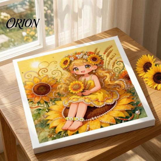 Decorative Tabletop Craft Ornaments Luxury Faux Pearl Rhinestone Painting Kit, 25x25cm DIY Resin Art with Animal Stress Relief Hobbies Floral