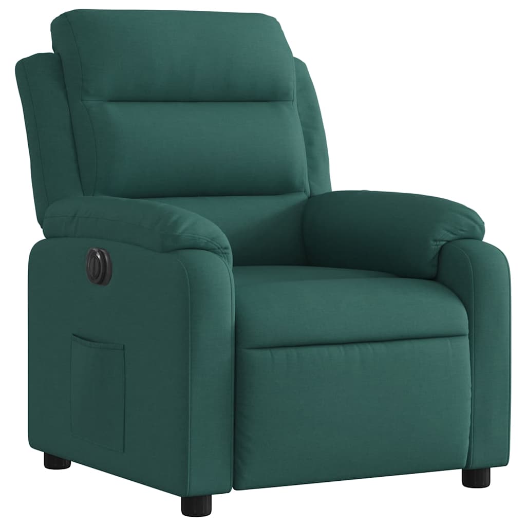 Electric Recliner Chair Dark Green Fabric