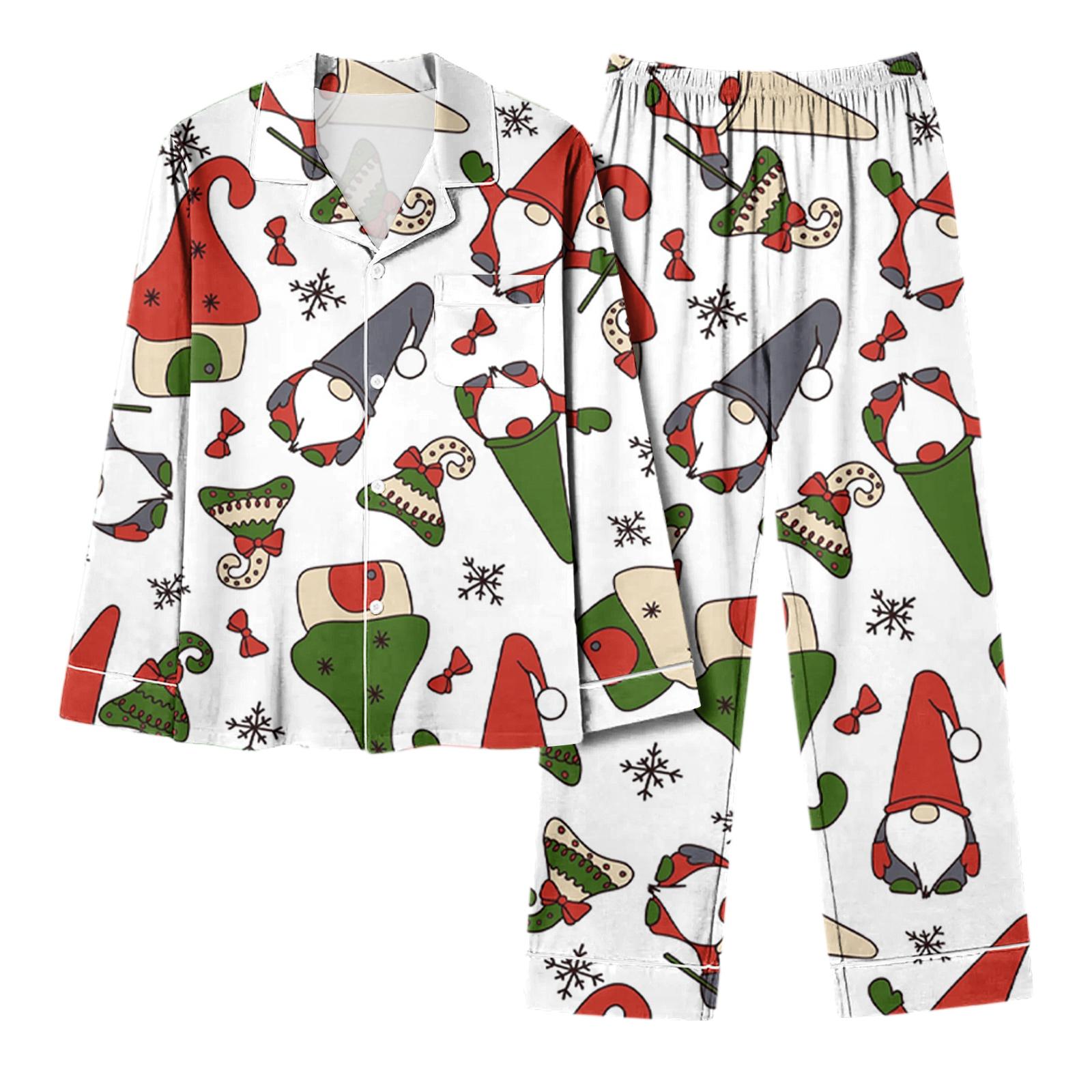 

Женский повседневный модный комплект для дома с длинным рукавом и брюками с рождественским принтом XL