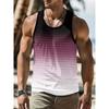 Men's O-Neck Large Size Vest Gradient Texture Casual Breathable Sleeveless Vest Summer Street Fashion Men's Sports Vest