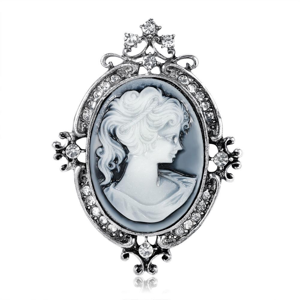 Head Design Crystal Rhinestones Brooches Vintage Style Gothic Brooches Women's Accessories