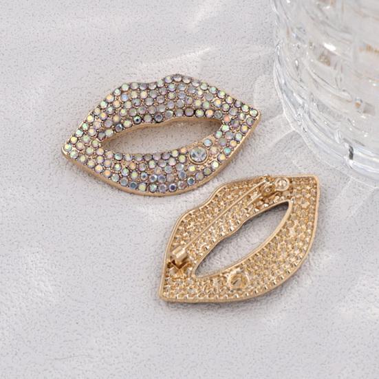 Alloy Bags Pin Sexy Rhinestone Lip Brooch for Women, Red Shape Lapel Bag Decoration Pin, Clothing Accessory Suits Coats Scarves Shawls Pins