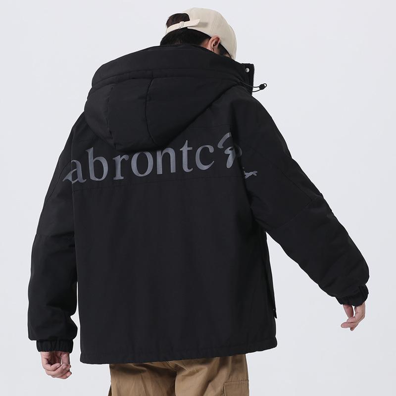 Daunenjacke mit Kapuze für Herren, trendige, lockere, kurze, leichte Arbeitsjacke, Winter, verdickte, warme, weiße Entendaunenjacke