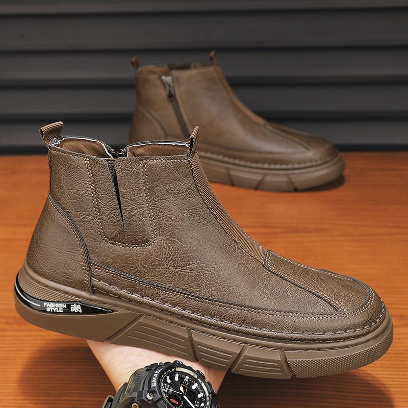 Fashion High Quality Ankle Boots Motorcycle Winter Shoes for Men High Top Anti-slip Wear-resistant Water Proof Boots Male Casual Sneaker