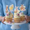 8/16pcs Easter Bunny Chick Cupcake Toppers Happy Easter Party Cake Dessert DIY Decoration Kids Birthday Party Favors Supplies