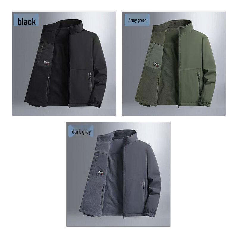 ROMON Men's Reversible Thickened Fleece Jacket