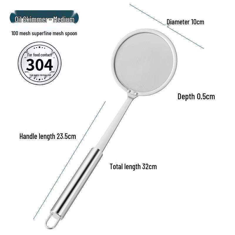 304 Stainless Steel Mesh Frothing & Oil Skimming Spoon