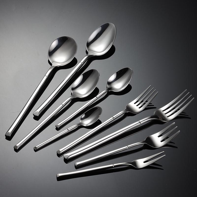 Multi-Spec Knight Mirror Polished Square Handle 304 Stainless Steel Cutlery Set