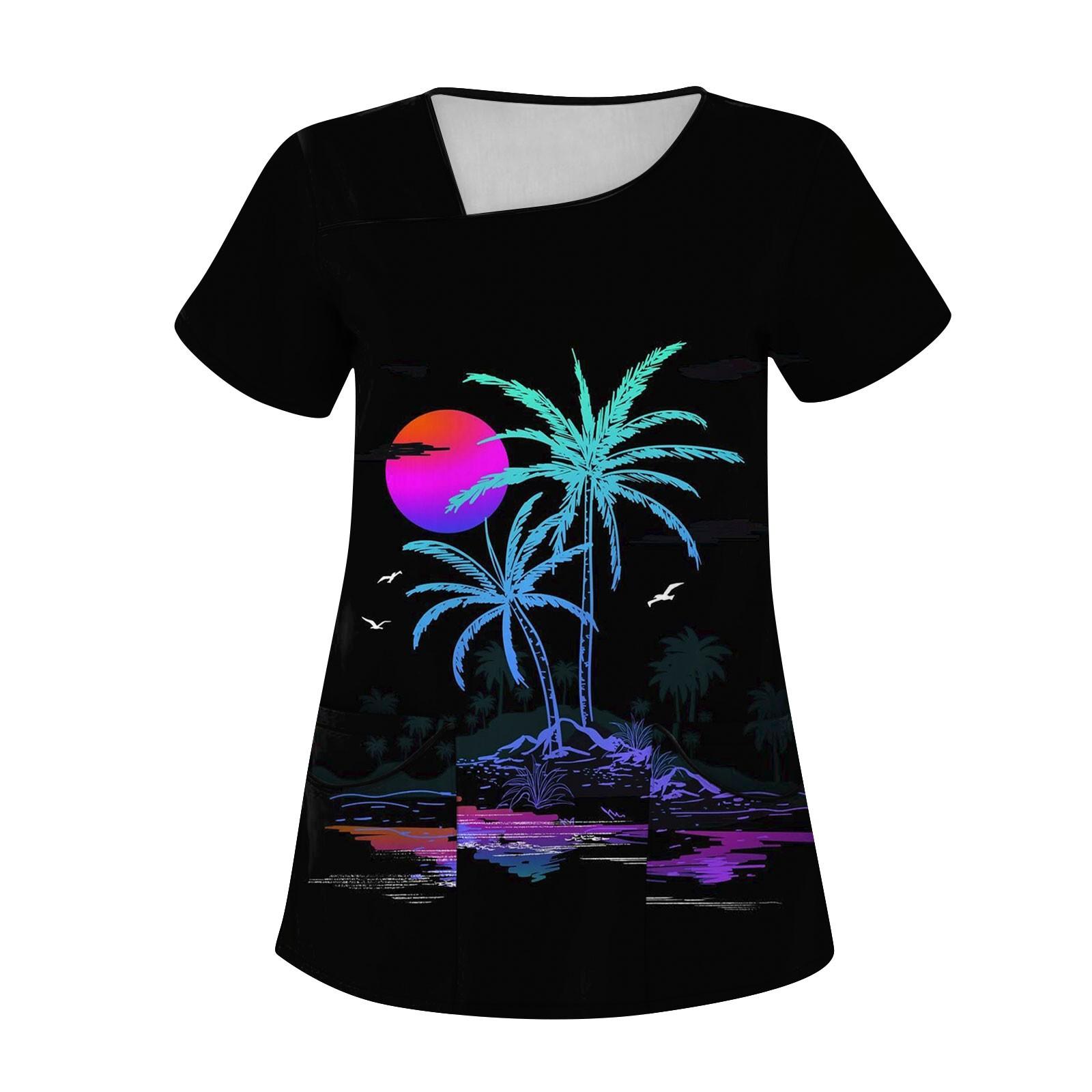 

Женский модный Гавайский комбинезон с короткими рукавами и карманами, топы, униформа L чёрный