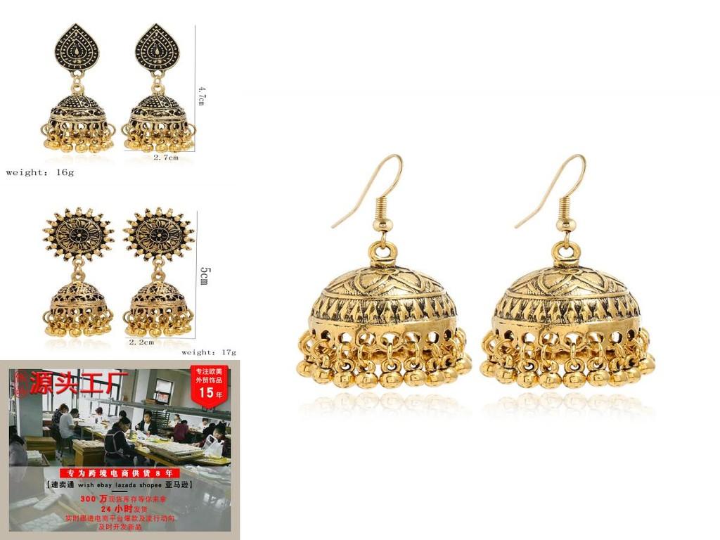 Indian Jhumka Earrings With Vintage Alloy Filigree For Women Fashion Accessories