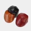 Pu Leather Beret Hat For Men Women Retro Round Top Winter Fashion Accessory