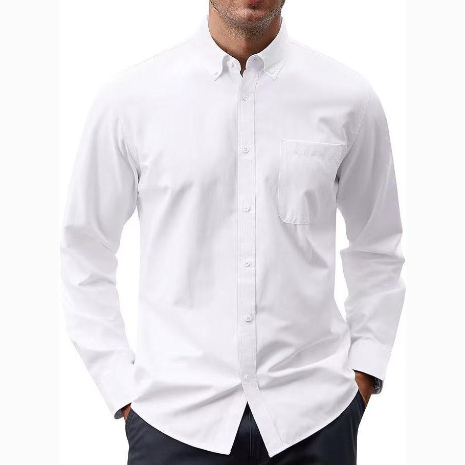 Spring men's solid color long sleeve casual shirt