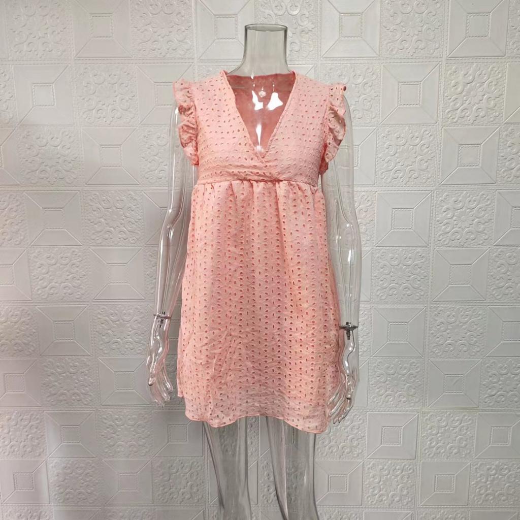 New Arrival Women's Fashion V-Neck Dress Hollow Out Lace Crochet Elegant Casual Dress for Women