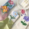 Damen Mid-Tube-Socken Tulpenmuster Baumwollsocken Damen Deodorant Schweißabsorptionssocken Gemischte Farbe 5 Paare Kostenlos