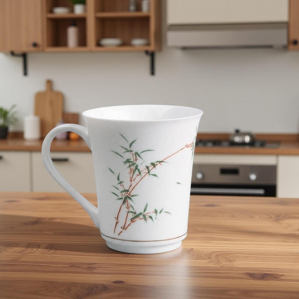 Hand-Painted Bamboo Ceramic Mug - Chinese Style Tea Cup for Home & Office