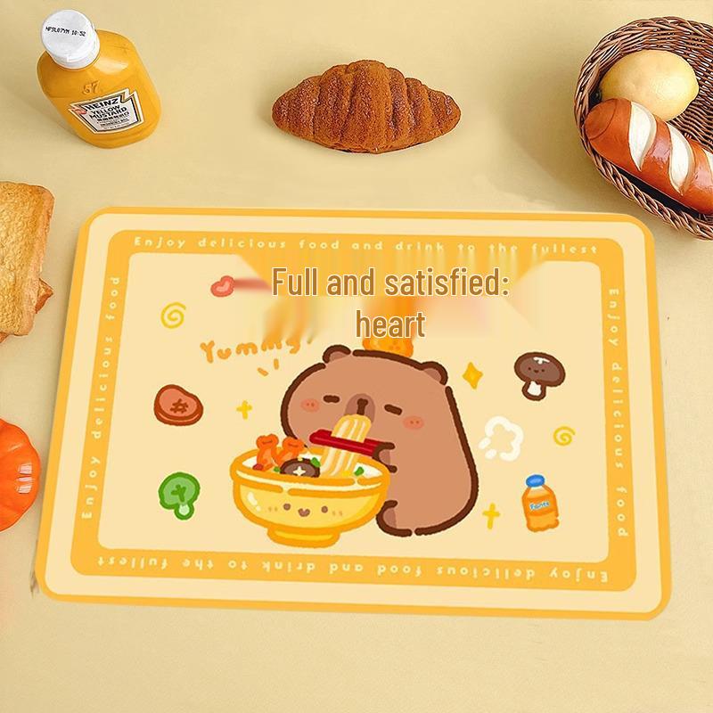 

Cute Cartoon Leather Placemats: Oilproof, Waterproof, Heat Resistant, Wipeable. No-Wash Table Protection.